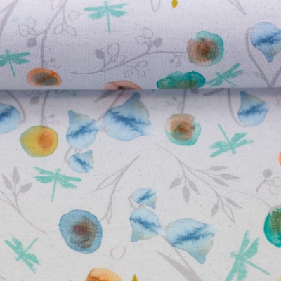 Jersey | JOY | Anette Kithier | Blumen Aquarell Weiß